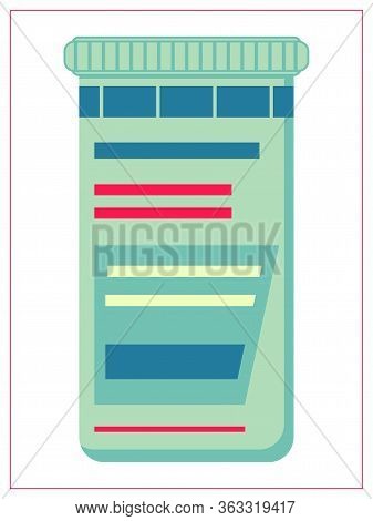 Vector Flat Illustration With A Plastic Jar For Tablets. Isolated Stock Illustration On White Backgr