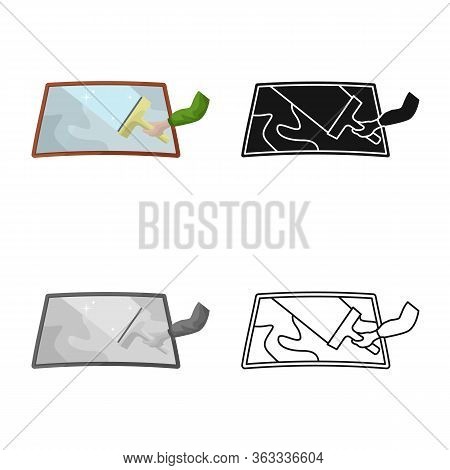Isolated Object Of Windscreen And Clean Symbol. Collection Of Windscreen And Car Vector Icon For Sto