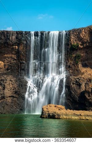Se Pong Lai Waterfall In Summer. The Most Famous Lao Waterfall.sae Pong Waterfall Flows In The Xe-pi