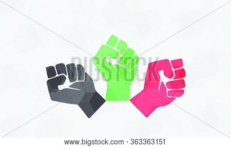 Wokers Hand Together For Success,working Together Concept. International May Day