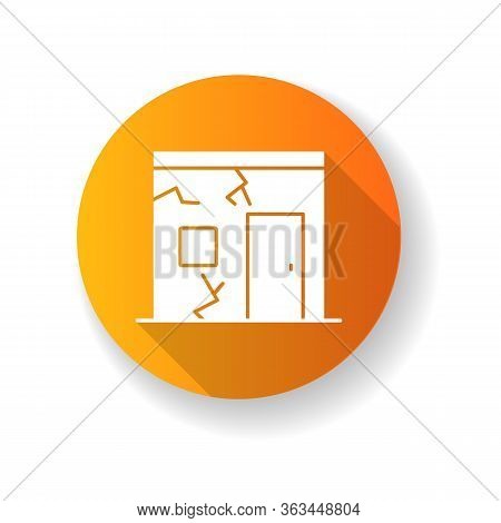 Slums Orange Flat Design Long Shadow Glyph Icon. Cracked Urban Construction. Poor Condition Of Resid
