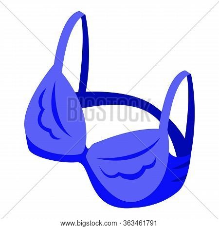 Blue Bra Lingerie Icon. Isometric Of Blue Bra Lingerie Vector Icon For Web Design Isolated On White 