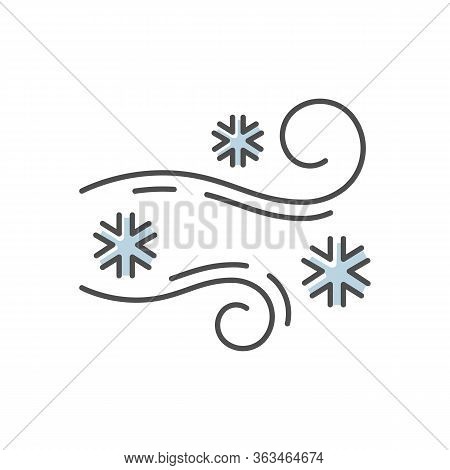Blowing Snow Rgb Color Icon. Windy Weather, Meteorological Forecast. Strong Snowstorm, Windstorm, Bl