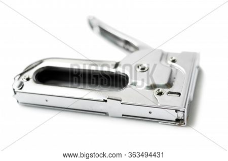 Metall Tacker Or Large Construction Metal Stapler Isolated On White Background