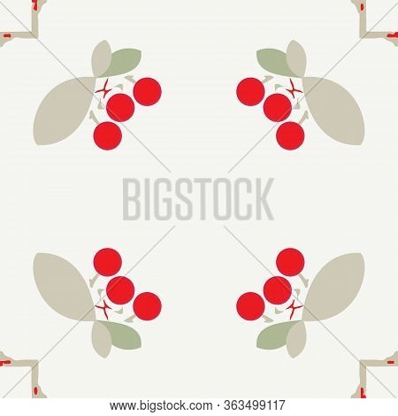Uncomplicated Arrangement Of Bright Cherries And Square Tiles Seamless Pattern Background.