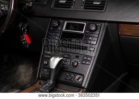 Novosibirsk/ Russia - April 02   2020: Volvo Xc90, Monitor With Music And Radio , Adjustment Of The 
