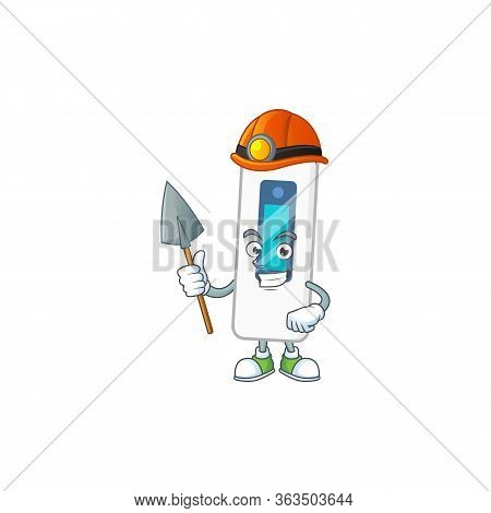 Cartoon Character Design Of Digital Thermometer Work As A Miner