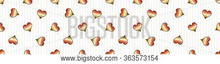 Cute Butch Lesbian Heart Cartoon Seamless Vector Border. Hand Drawn Isolated Pride Flag For Lgbtq Bl