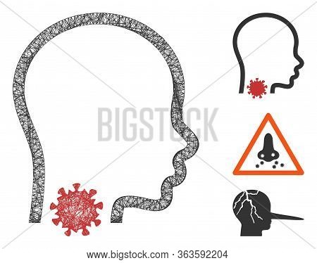 Mesh Sore Throat Polygonal Web Icon Vector Illustration. Abstraction Is Based On Sore Throat Flat Ic