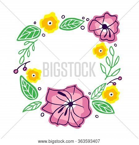 Vector Flower Wreath Isolated On White Background