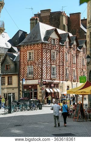 Rennes, France, August, 2008, Old Colourful Vernacular French Buildings