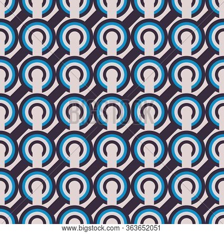 Abstract Geometric Seamless Vector Pattern With Connnected Round Shapes. Decorative Graphic Surface 