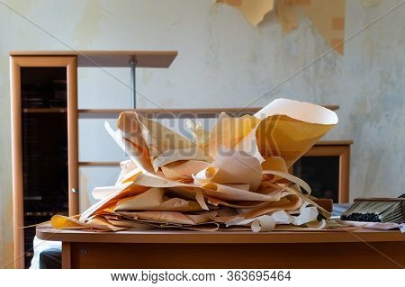 Construction Waste In The Apartment During The Repair.