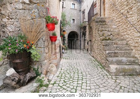 Santo Stefano Di Sessanio (l'aquila),italy - 8 August 2019 - Santo Stefano Di Sessanio Is A Pitoresq