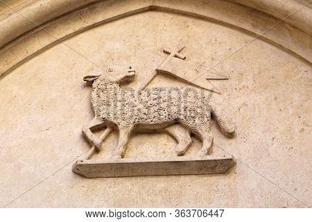 Urbino, Italy - March 24, 2019:  Facade Of The Oratory Of San Giovanni Battista In Urbino