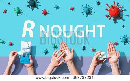R Nought Theme With Person Washing Their Hands With Sanitizer