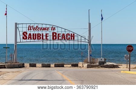 Welcome Sign At Sauble Beach, Ontario, Canada