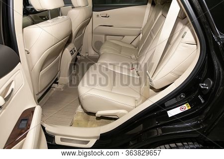 Novosibirsk/ Russia - April 22 2020:  Lexus Rx350 ,rear Seat For Passengers In Beige Leather. Comfor