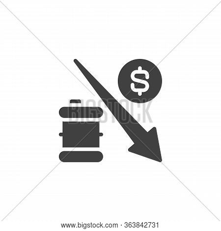 Oil Price Decrease Vector Icon. Filled Flat Sign For Mobile Concept And Web Design. Oil Stock Crisis
