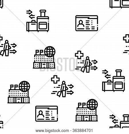 Immigration Refugee Seamless Pattern Vector Thin Line. Illustrations