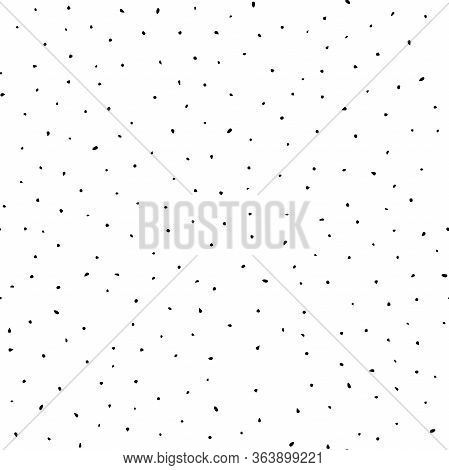 Seamless Neutral Polka Dots Pattern. Black Hand Drawn Dots With Jagged Edges Isolated On A White Bac