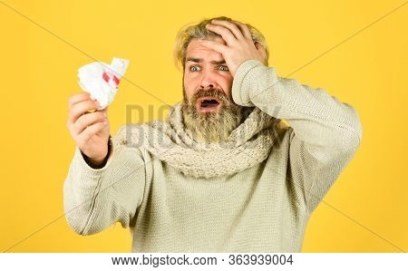 Flu Virus. Coronavirus Outbreak. Home Treatment. Stuffed Nose. Brutal Man Runny Nose. Epidemic Conce