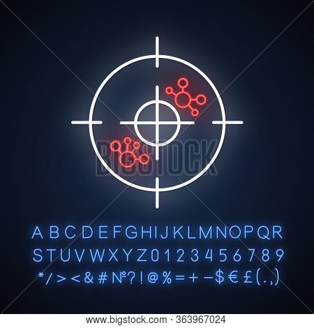 Immunotherapy Neon Light Icon. Molecular Experiment. Lymphoma. Cells, Antibodies. Immune System. Med