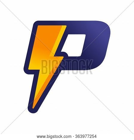Modern Logo Design Letter P Combine With Lightning In Gradient Color.
