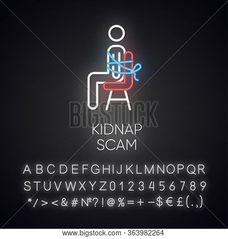Kidnap Scam Neon Light Icon. Virtual Kidnapping. Ransom Money Request. Blackmailing. Family Emergenc