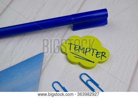 Tempter Write On Sticky Notes Isolated On Office Desk