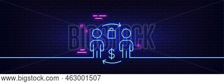 Neon Light Glow Effect. Buying Process Line Icon. Shopping Bag Sign. Supermarket Purchases Symbol. 3
