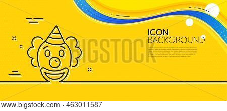 Clown Line Icon. Abstract Yellow Background. Amusement Park Funnyman Sign. Minimal Clown Line Icon. 