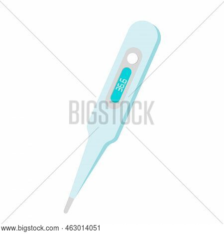 Electronic Body Thermometer Isolated Om White Background. Medical Equipment Vector Illustration.