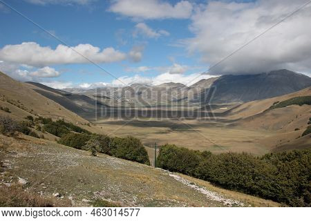 Italy, Perugia: Glimpse Of The Umbrian Valley Near Castelluccio.