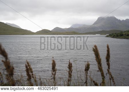 Landscape View Of The Fiords And Mountains In Lofoten Islands, Norway. High Quality Photo
