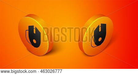 Isometric Computer Mouse Gaming Icon Isolated On Orange Background. Optical With Wheel Symbol. Orang