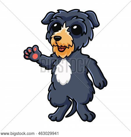 Vector Illustration Of Cute Deer Hound Dog Cartoon Waving Hand