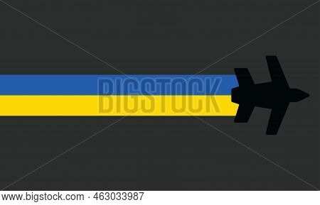 Plane With The Ukraine Flag. The Background Icon Plane Black