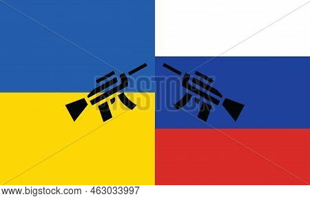 Ukraine And Russia And The Inscription The War Weapon