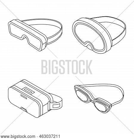 Goggles Icon Set. Isometric Set Of Goggles Vector Icons Outline Isolated On White Background