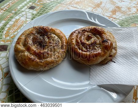 Traditional Delicious Turkish Borek Or Borek Phyllo Stuffed With Minced Meat.