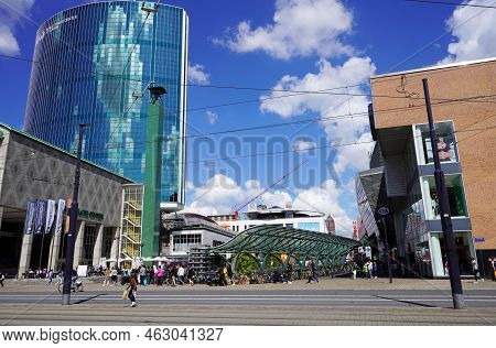 Rotterdam, Netherlands - June 9, 2022: Rotterdam Cityscape With The World Trade Center, Netherlands