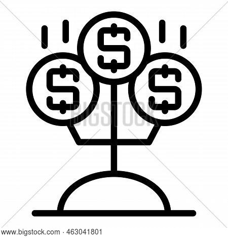 Monetize Tree Icon Outline Vector. Video Money. Data Profit