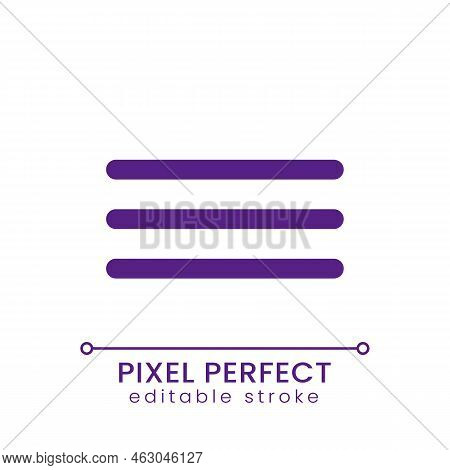 Hamburger Menu Button Pixel Perfect Rgb Color Ui Icon. Webpage Structure. Simple Filled Line Element