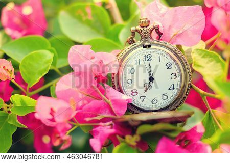 Vintage Pocket Watch With Flower Botanical Ceremonial