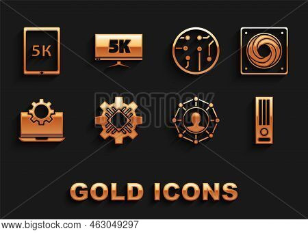 Set Processor, Computer Cooler, Video Game Console, Project Team Base, Laptop And Gear, Tablet With 