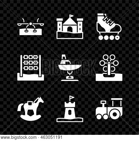 Set Seesaw, Sand Castle, Roller Skate, Horse In Saddle Swing, Tower, Toy Train, Tic Tac Toe Game And