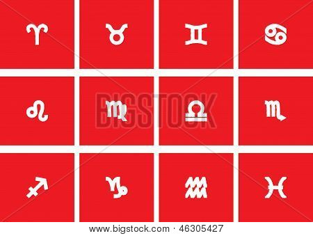 Ikon symboli zodiaku na czerwonym tle