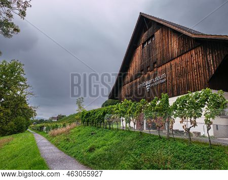 Au Zh, Switzerland - September 15.2022: Weinbaumuseum- Viticulture Museum On The Au Peninsula By Zur