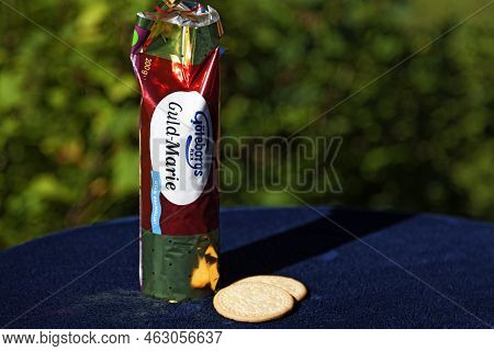 Umea, Norrland Sweden - August 26, 2022: A Swedish Package Of Marie Biscuits